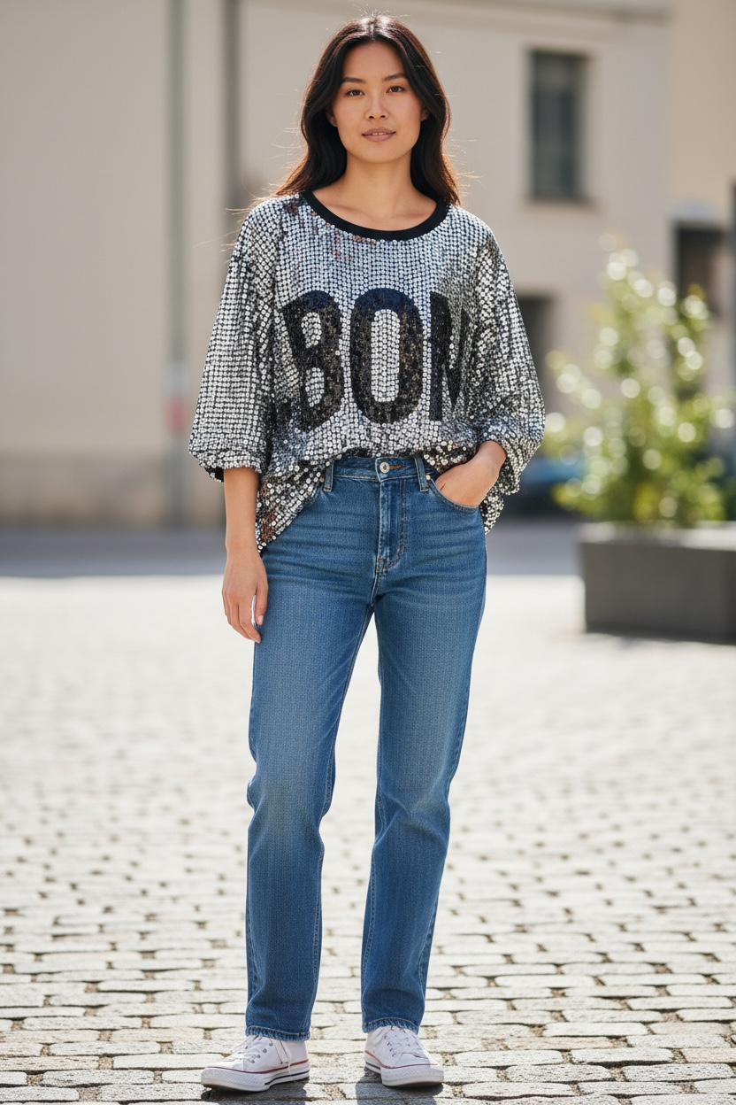 BON SOIR Sparkle Tee Dress