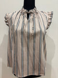 CLAIRE WOMAN STRIPED RUFFLE BLOUSE – SIZE 38