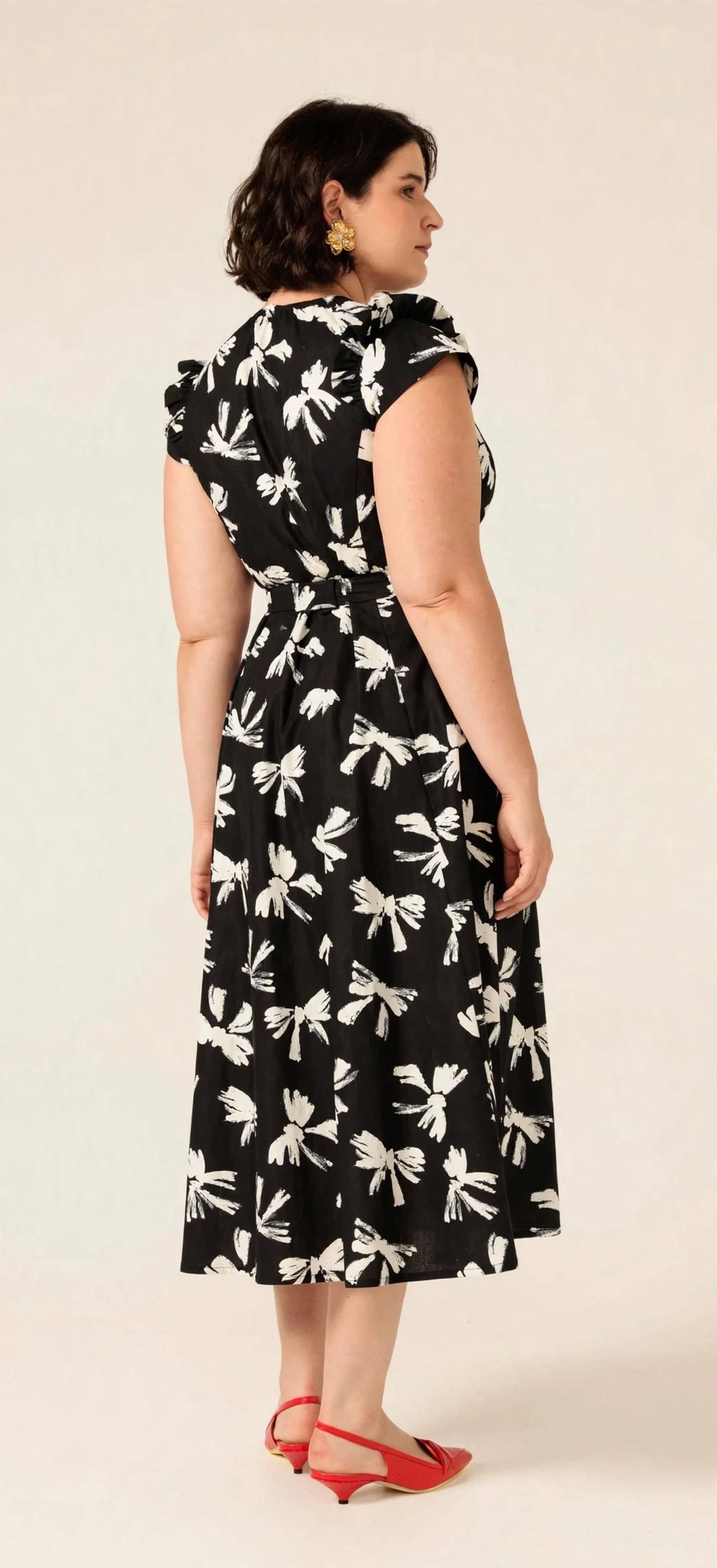 SACHA DRAKE Fable Bows Shirtmaker Dress - Size 18 - Black Ivory Bow