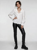 White Broderie Anglaise Blouse with Ruffle Collar