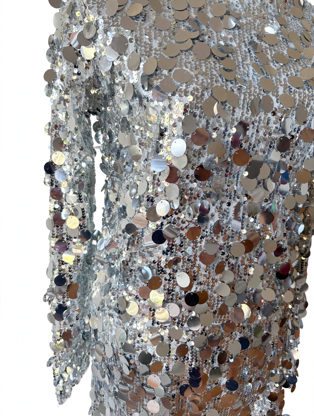 Boohoo Silver Disc Sequin Long Sleeve Mini Dress - Size 10