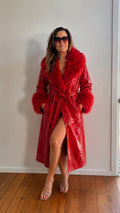 TOPSHOP RED PATENT COAT