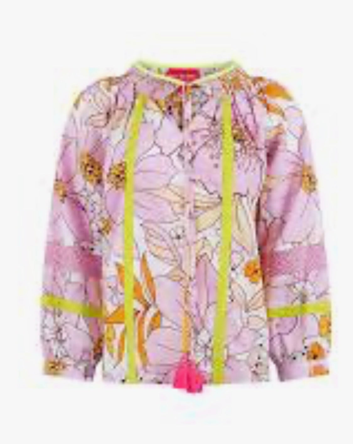 No. 128 Floral Print Blouse in Rosa Pink