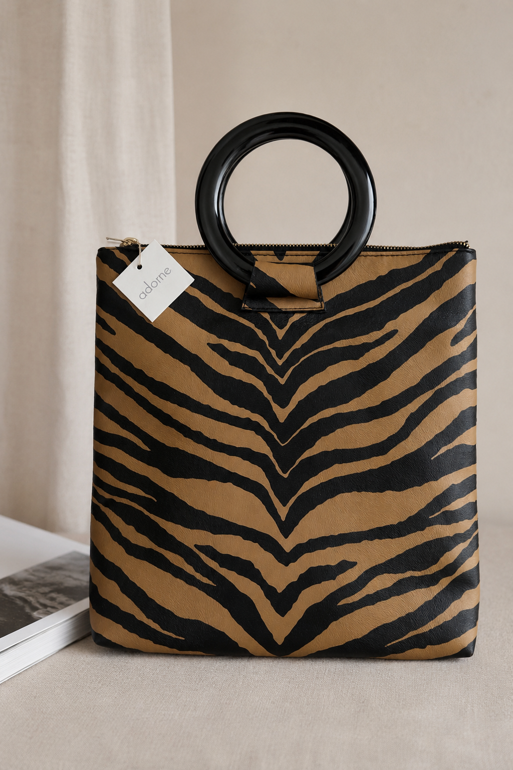 Adorne Zebra Tote Bag