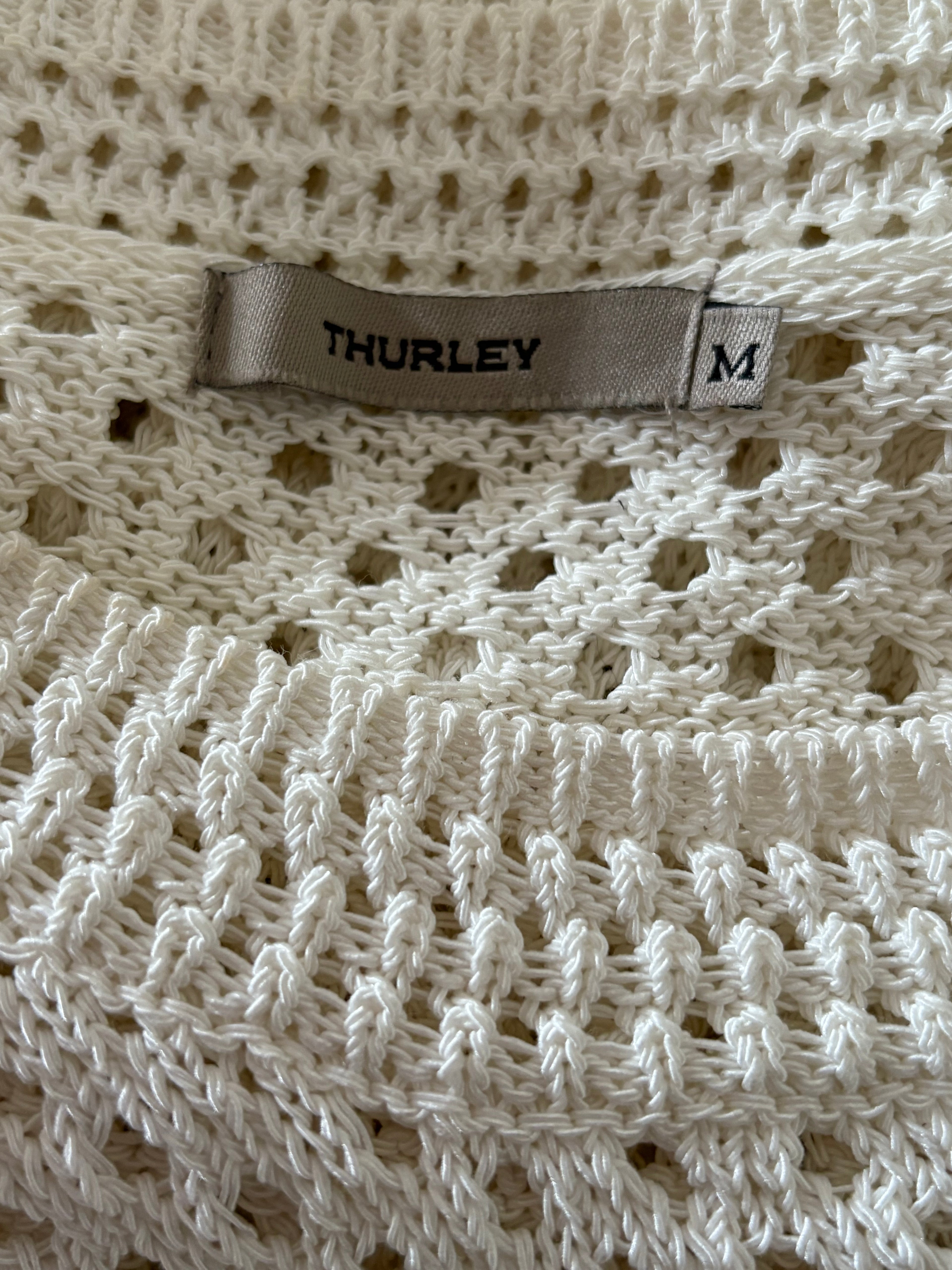 THURLEY Cream Crochet Tunic Top | Size M