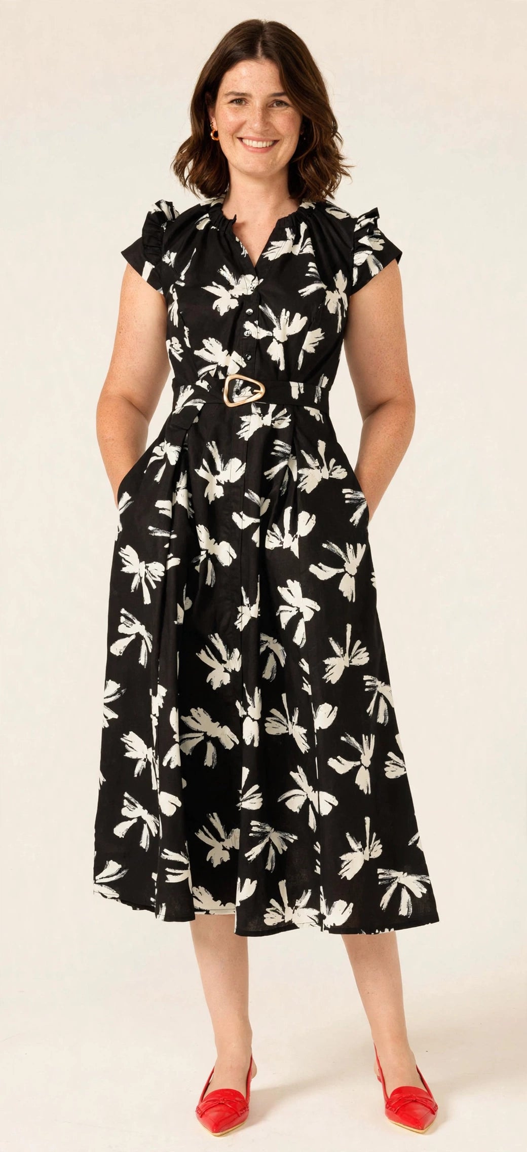 SACHA DRAKE Fable Bows Shirtmaker Dress - Size 18 - Black Ivory Bow