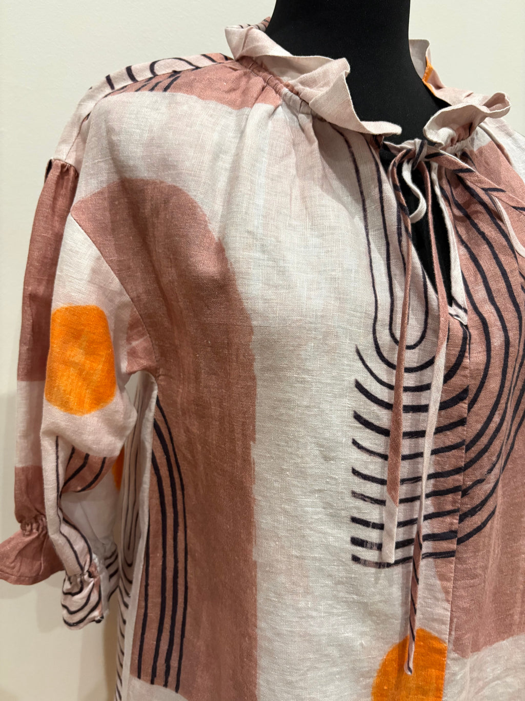 See Saw Linen Abstract Print Blouse – Size 8