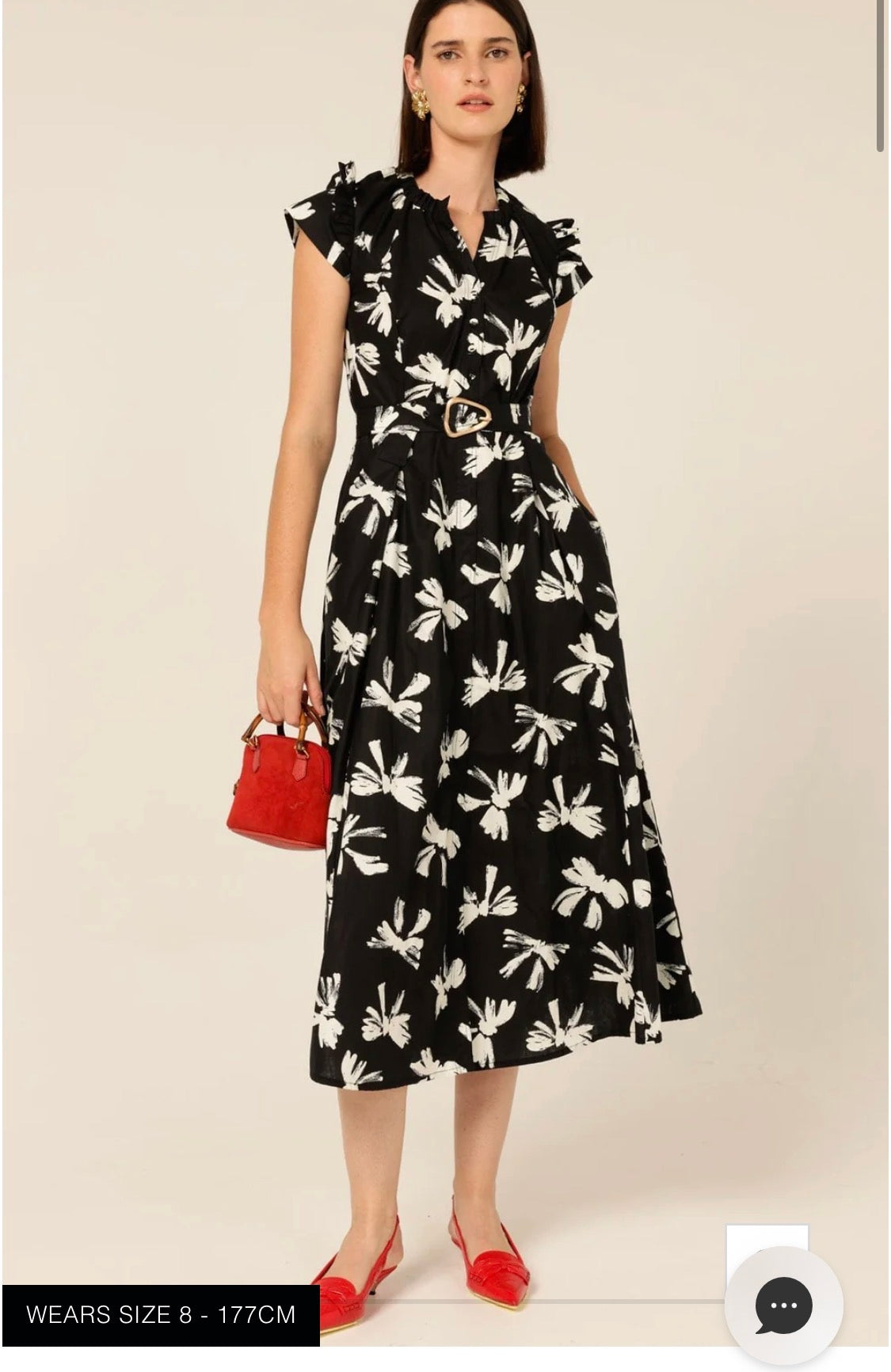 SACHA DRAKE Fable Bows Shirtmaker Dress - Size 18 - Black Ivory Bow
