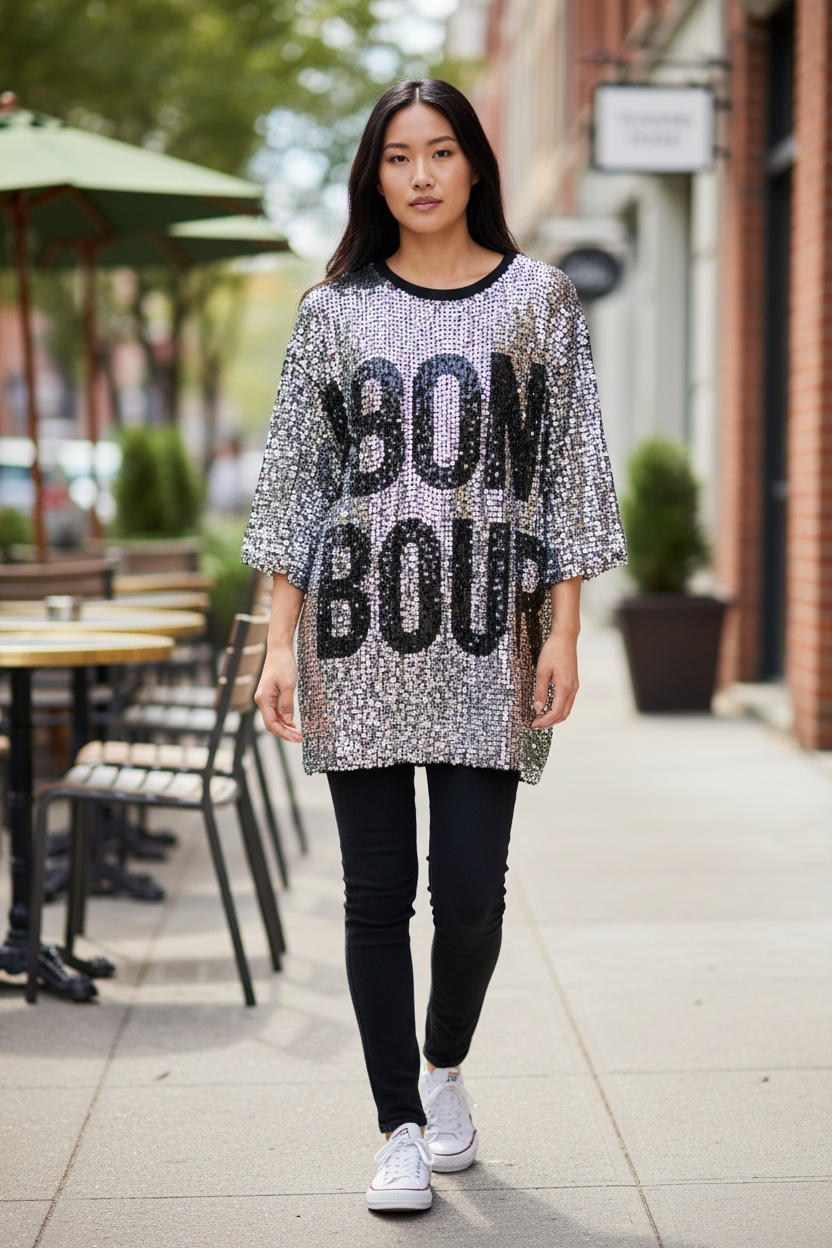 BON SOIR Sparkle Tee Dress