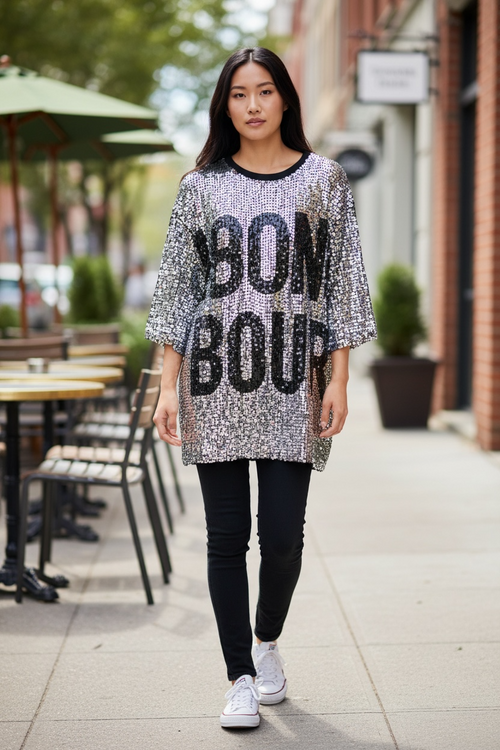 BON SOIR Sparkle Tee Dress