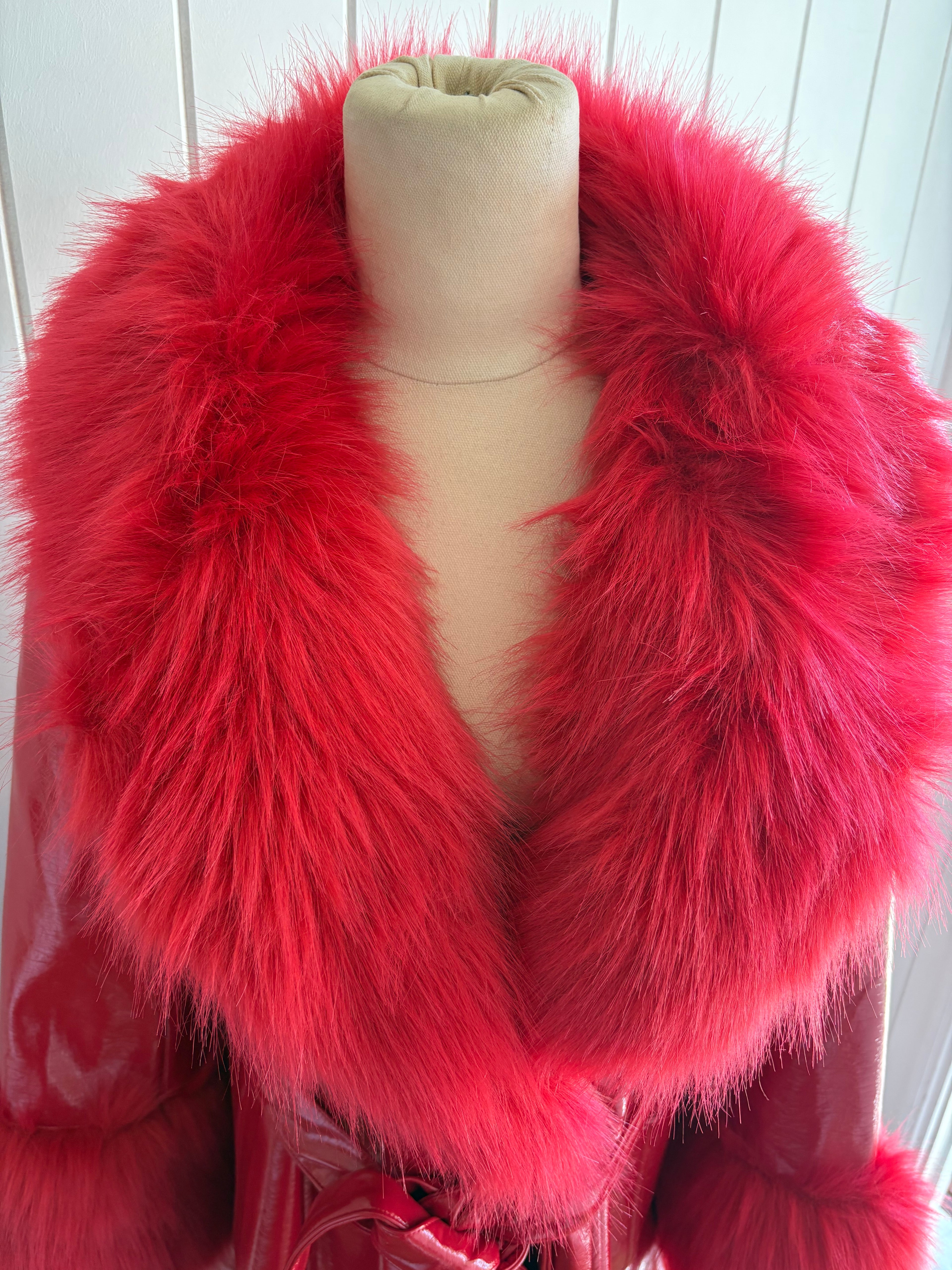 TOPSHOP RED PATENT COAT