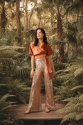 Sacha Drake Gold Sequin Palazzo Pants