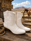 🤍 London Rebel White Cowboy Boots