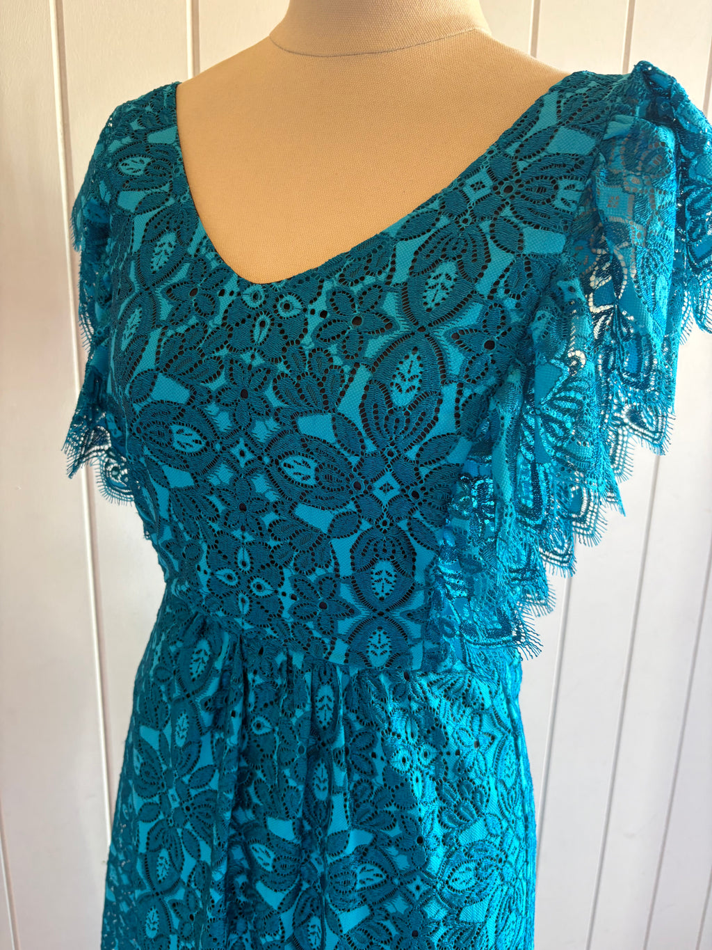 Sacha Drake Turquoise Lace Dress | Size 8