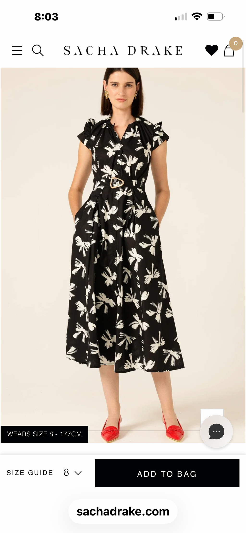 SACHA DRAKE Fable Bows Shirtmaker Dress - Size 18 - Black Ivory Bow
