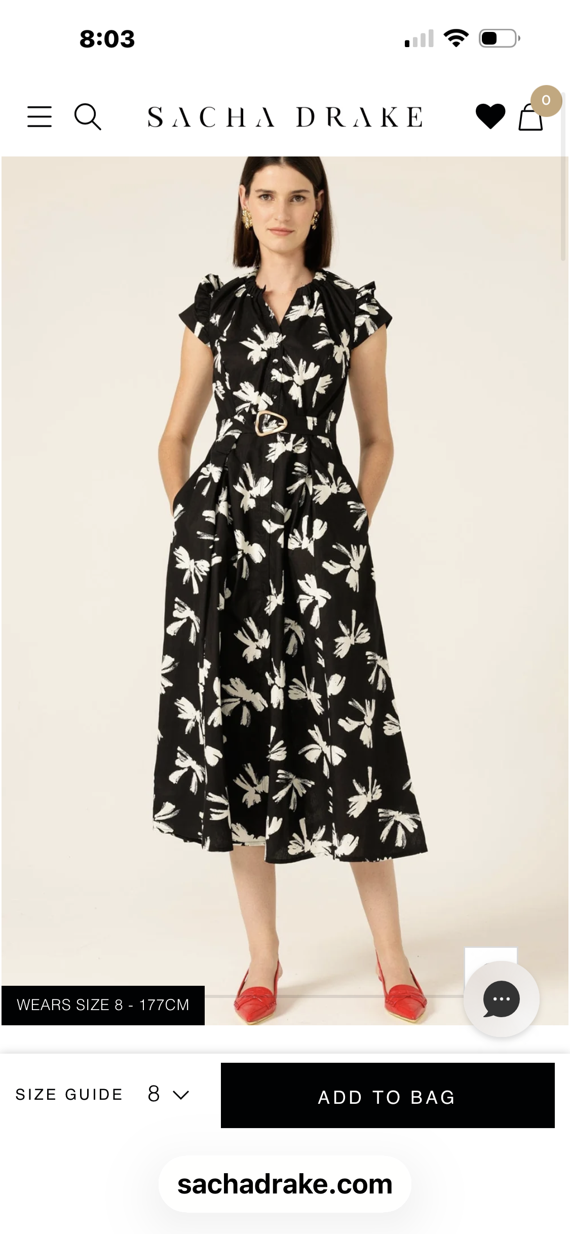 SACHA DRAKE Fable Bows Shirtmaker Dress - Size 18 - Black Ivory Bow