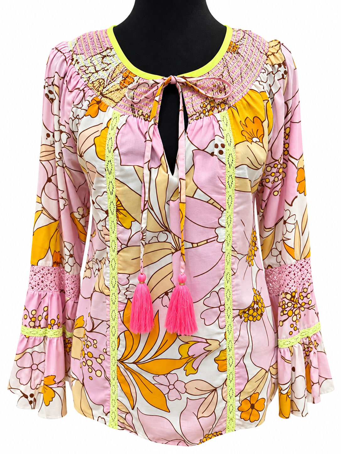 No. 128 Floral Print Blouse in Rosa Pink