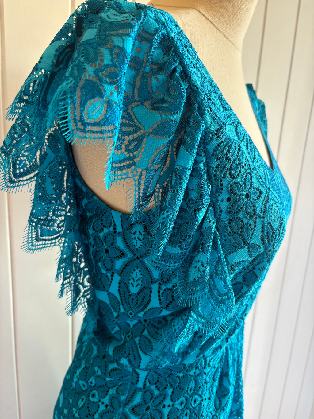 Sacha Drake Turquoise Lace Dress | Size 8