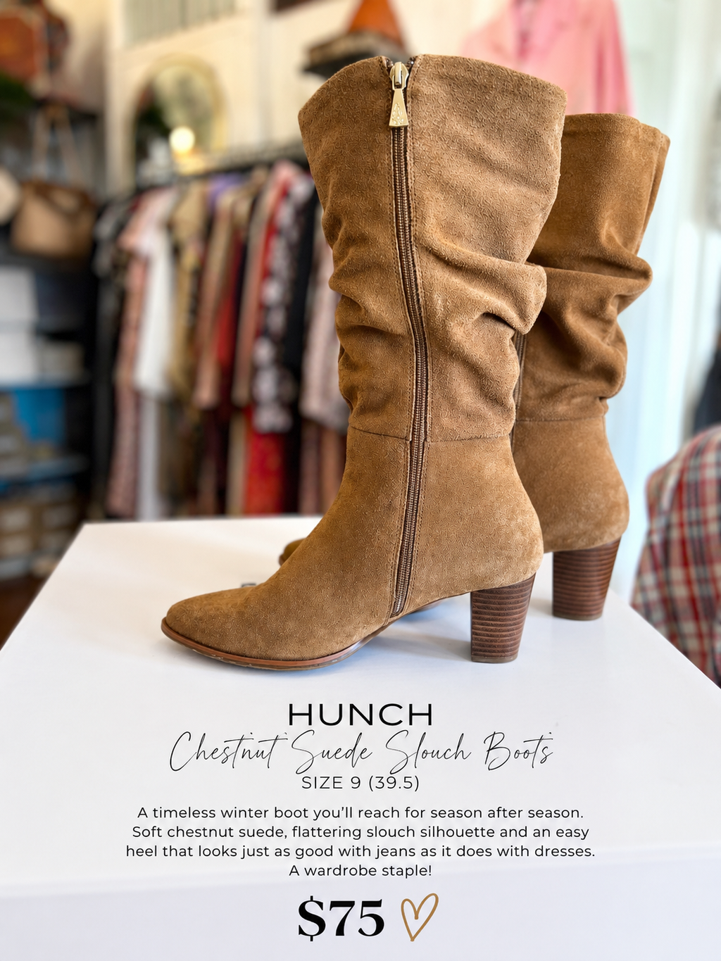 🤎 Hush Puppies Chestnut Suede Slouch Boots
Size 9 (EU 39.5) | $75