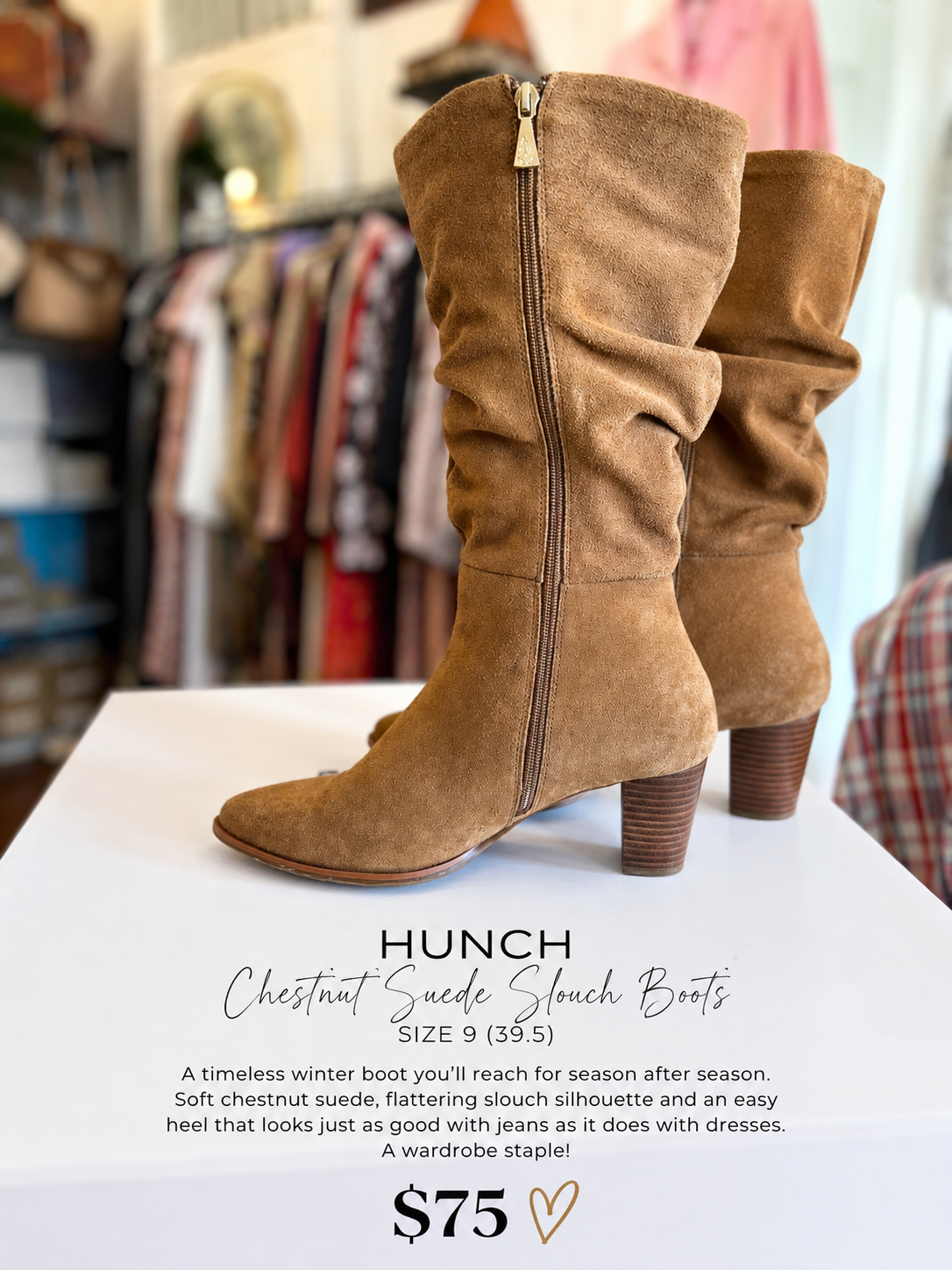 🤎 Hush Puppies Chestnut Suede Slouch Boots
Size 9 (EU 39.5) | $75
