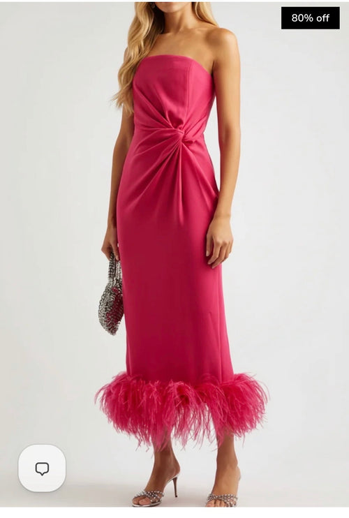 16Arlington Paloma / Bevan Inspired Red Feather Trim Dress - Size 12 - $220 - Race Day Perfection