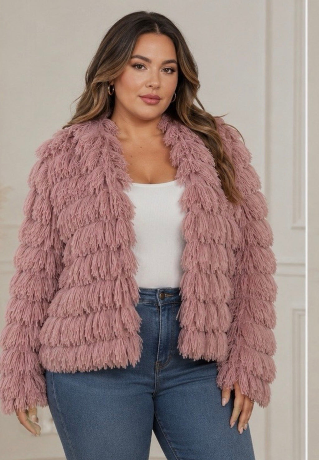 Liz Jordan Textured Faux Fur Jacket