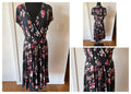 Black Cherry Blossom Bamboo Faux Wrap Dress — Size 14