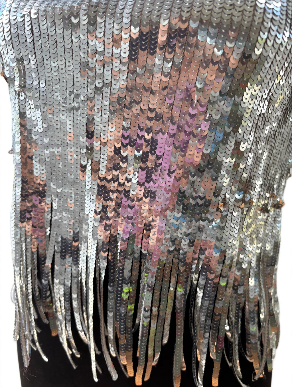 H&M Silver Sequin Fringe Cami - Disco Fringe Top / Festival Top