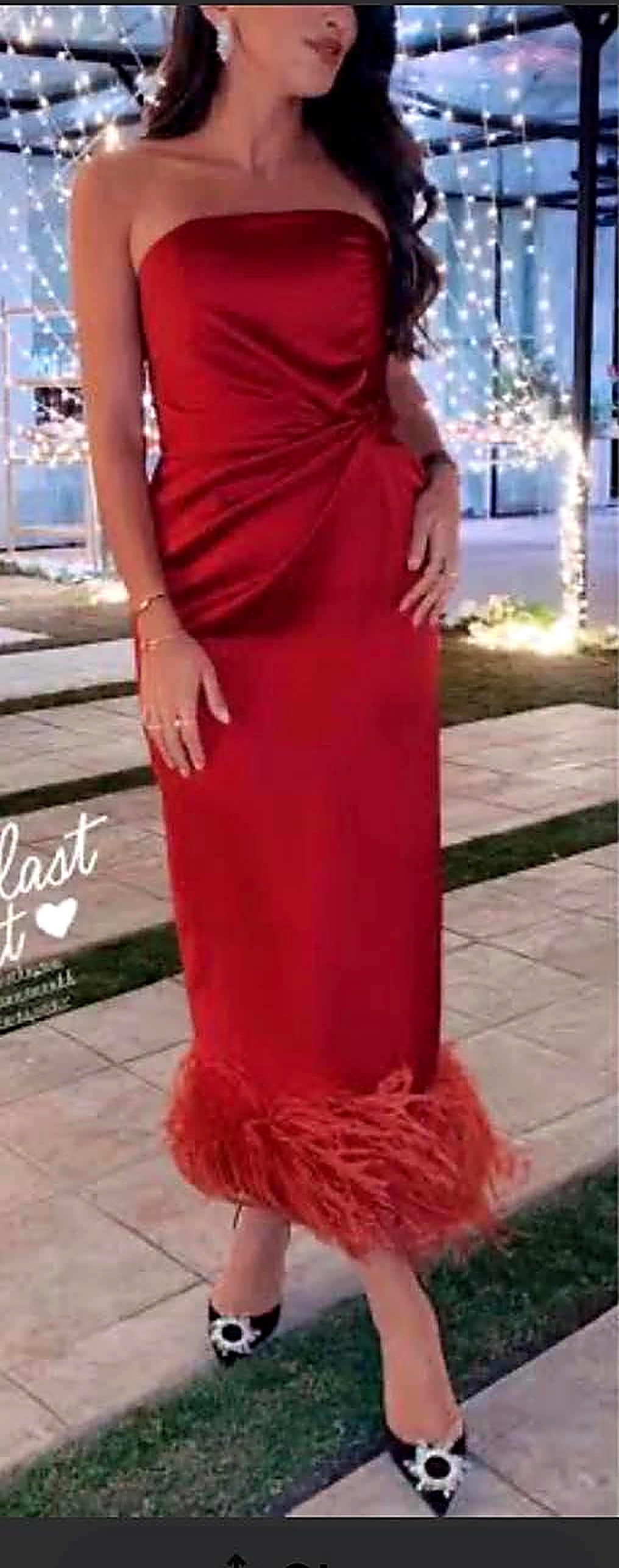 16Arlington Paloma / Bevan Inspired Red Feather Trim Dress - Size 12 - $220 - Race Day Perfection