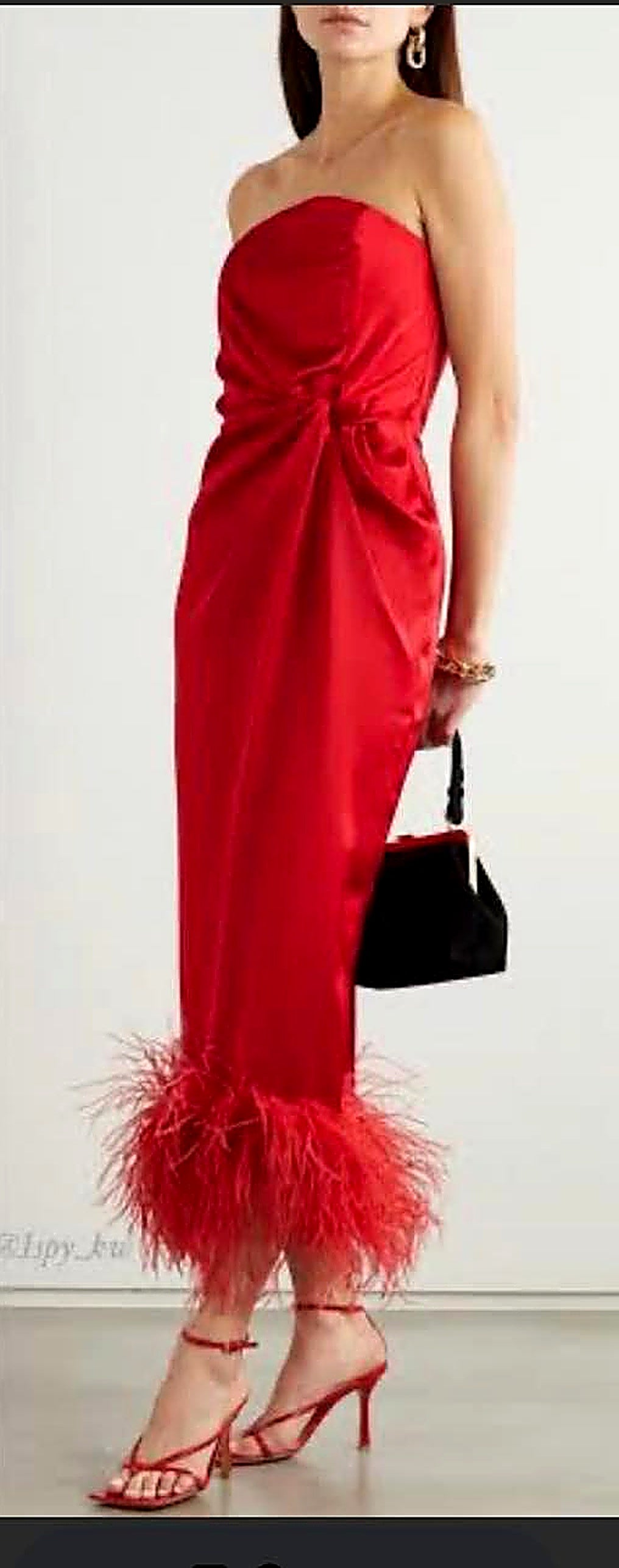 16Arlington Paloma / Bevan Inspired Red Feather Trim Dress - Size 12 - $220 - Race Day Perfection