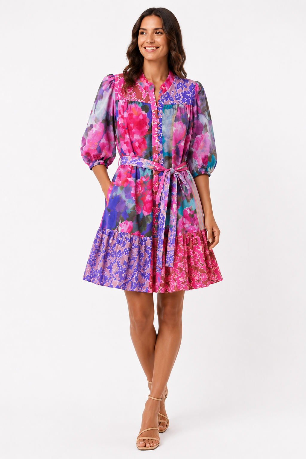 💗 Kachel Patchwork Ramie Midi Dress 💗