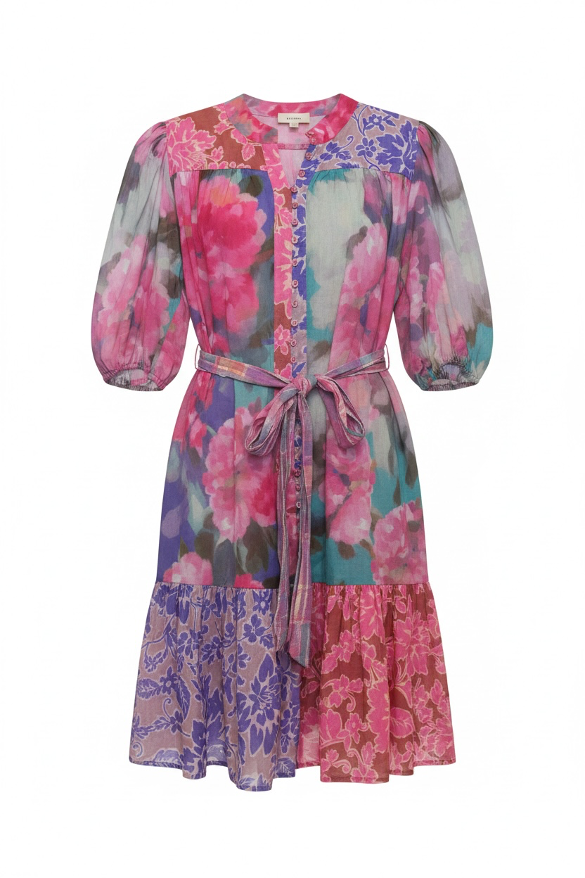 💗 Kachel Patchwork Ramie Midi Dress 💗