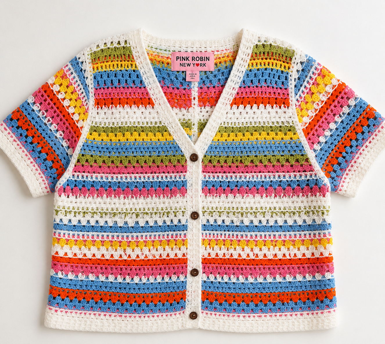 🌈 Pink Robin New York Crochet Cardigan 🌈