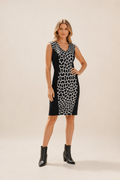 Tafes Black & Ivory Print Sleeveless Dress – Size 10