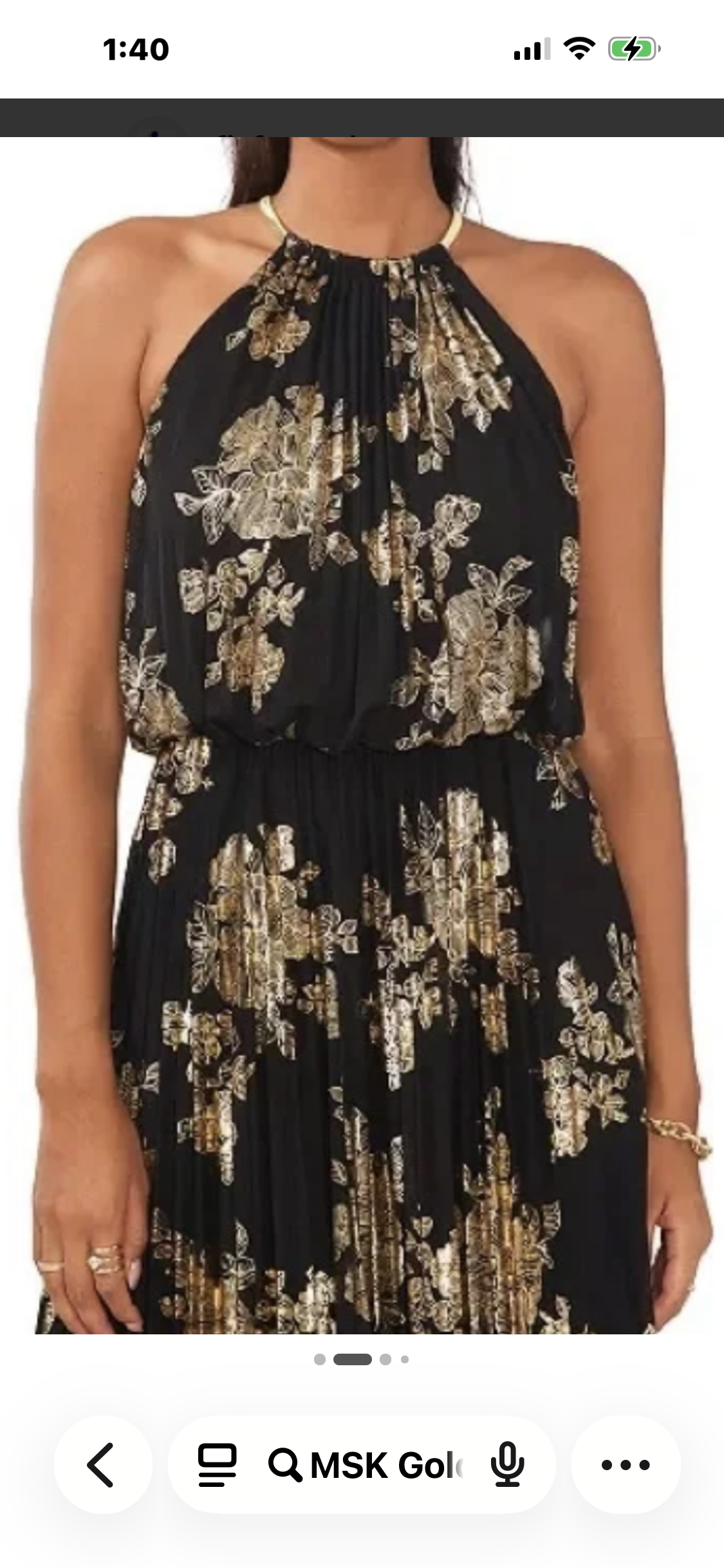MSK Metallic Pleated Halter Maxi Dress
Gold Foil Greek Goddess • Size 14