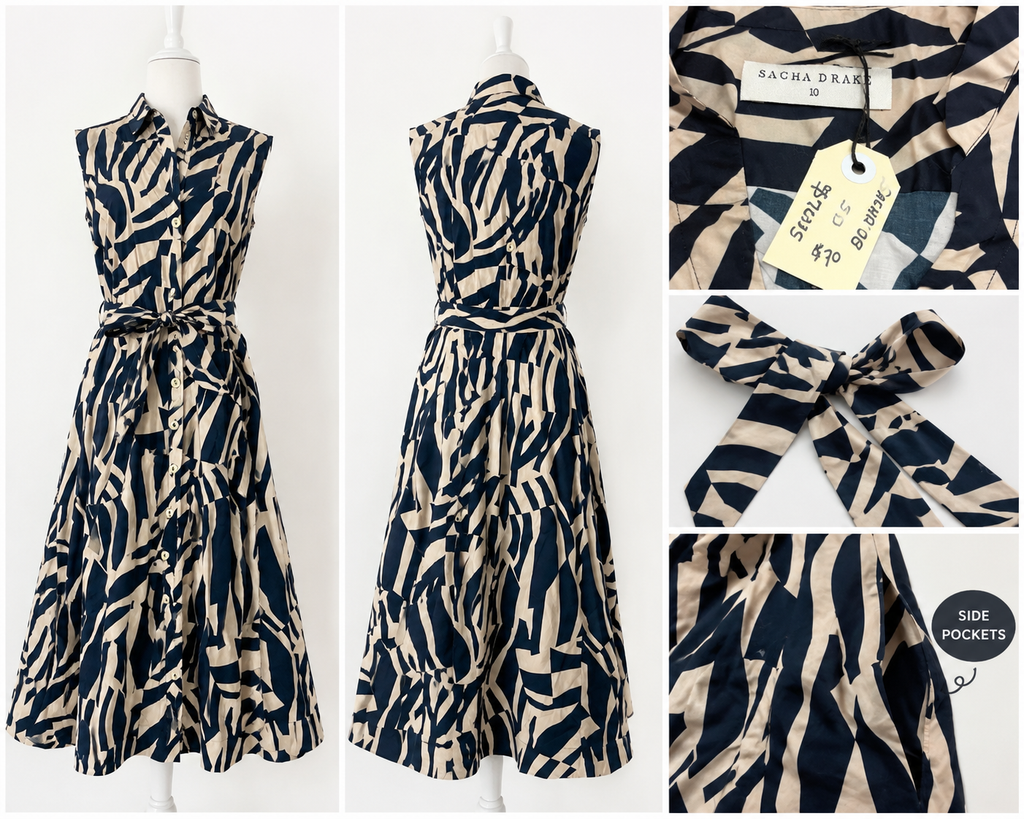 Sacha Drake Sleeveless Shirt Dress – Size 10