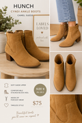 🤎 HUSH PUPPIES CYNDI Camel Suede Ankle Boots