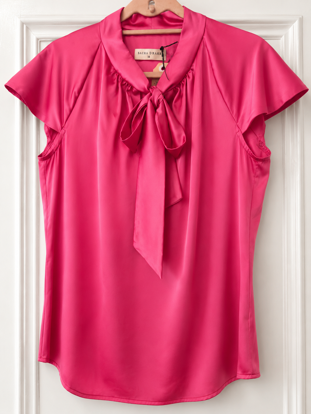 Sacha Drake Cap Sleeve Bow Blouse | Size 14
